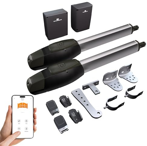 TMT Mastiff 400 Dual Automatic Gate Openers Up to 8ft and 772lb Heavy Duty Swing Gate, Gate Openers with Remote Complete Kit, Electric Gate Opener for Driveway with Powerful Motor (APP Compatible)