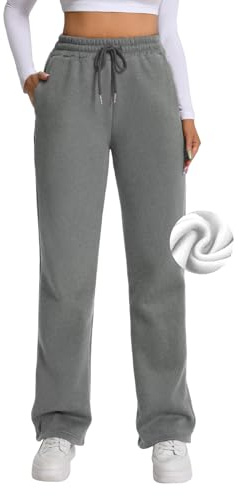 Rolcoassuns Damen Jogginghose mit Fleece Futter, Winter Jogginghose mit Thermo Fleece Futter und Taschen Warmer Dicker Trainingsanzug für Freizeit, Fitnessstudio und Joggen