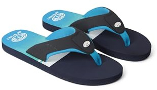 Animal Jekyl Mens Flip-Flops - Lightweight Slip-On Slippers with Neoprene Lining - Spring Summer Casual, Beach, Pool, Swimming & Walking Blue Adult Shoe Size 9