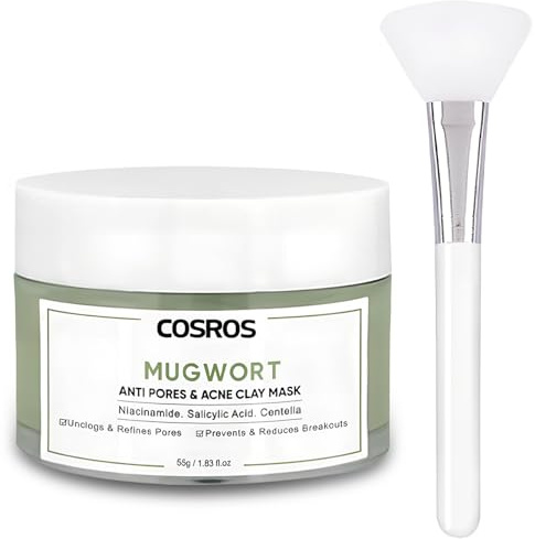 Green Tea Clay Mask, Detox Ton Maske, Blackhead Remover Grüner Tee Reinigende Tonerde Grüner Tee Maske, Gesichts-Poren-Reiniger Reinigende Gesichtsmaske, Anti-Poren & Akne-Ton-Mask mit Bürste