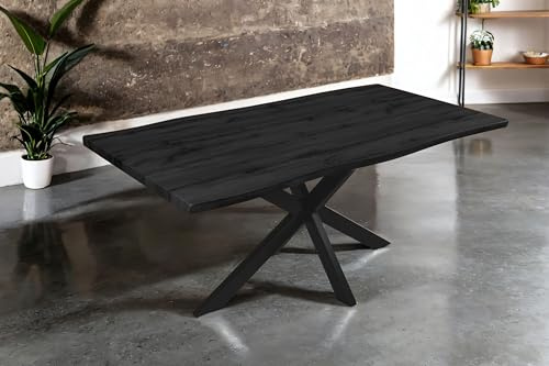 SAM Esstisch Josy 180x90 cm Holz-Optik Grau Spider-Gestell schwarz