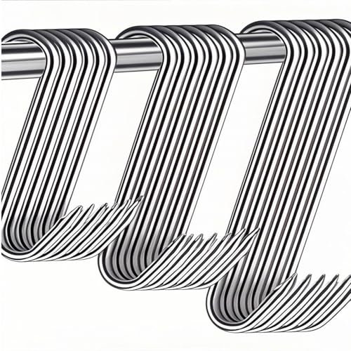 QILEMI Ganci da Macellaio Acciaio Inox 30 Pezzi Gancio a S in Acciaio Inox 121 mm/142 mm/173 mm per Macellaio Cucina Affumicatura Lavorazione della Carne