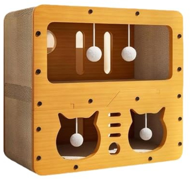predolo Katzenkratzhaus, Karton-Kratzmöbel mit Spielball für Katzen Aller Größen