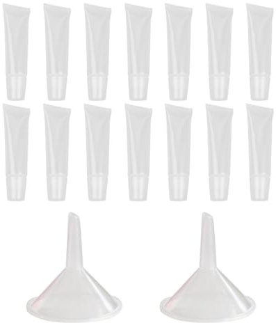 Gogogmee Nachfüllbare Transparente Lippenbalsam Tube 10g mit 2 Medium Trichtern aus Pe und Pp Leicht Tragbar und Geruchsfrei für Handgemachte Lippenpflege