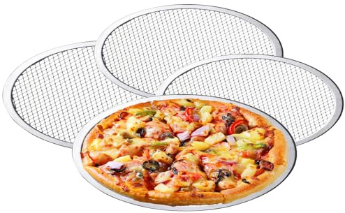 Ayoface 4Pcs Pizza Trays for Oven, 12in Mesh Pizza Pan Screen, Baking Sheet Pizzas Pan for Baking, Non-Stick Dishwasher Safe