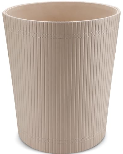 GORESE Papierkorb Büro - Papierkorb aus Leder, modernes Design, Mülleimer für Küche, Bad, Büro(Beige)