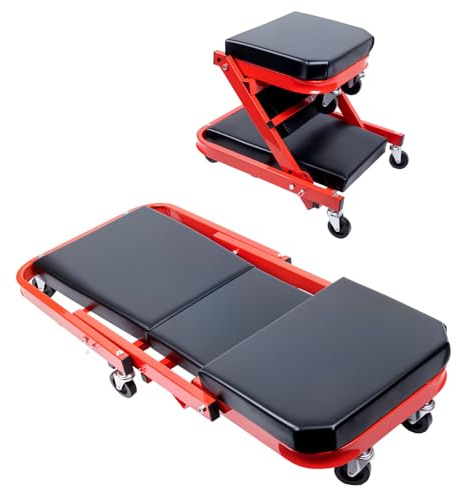 autozen 2 in 1 Montagerollbrett, 40 Zoll Rollbrett 218 kg belastbar 360° drehbar Werkstatt Liegewagen