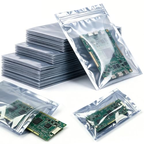 mawmuaw Antistatiska återförslutningsbara påsar 100 STK Antistatik ESD-påse Skärmpåse 10 x 15 cm Antistatisk väska ESD-skärmning med 100 ESD-etikett för SSD HDD Elektronisk enhet