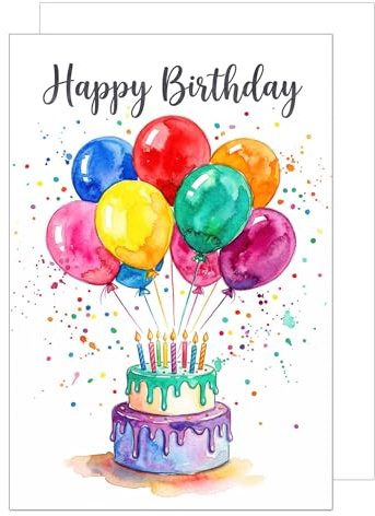 Edition Seidel Premium XXL Maxi Glückwunschkarte zum Geburtstag mit Umschlag Format DIN A4. Geburtstagskarte Grußkarte Karte Klappkarte Englisch Spruch Happy Birthday Mann Frau Luftballons (A4-G1014)
