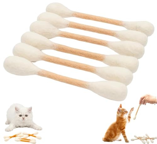 Q Tip Katzenspielzeug, Wattestäbchen Katzen Spielzeug mit Katzenminze, 6ST Tupfer Kauspielzeug Katzen, langlebige Kauseile für große Kätzchen, Zahnungstraining Kauseilstäbe Kitten Nip Zahnpflege (A)