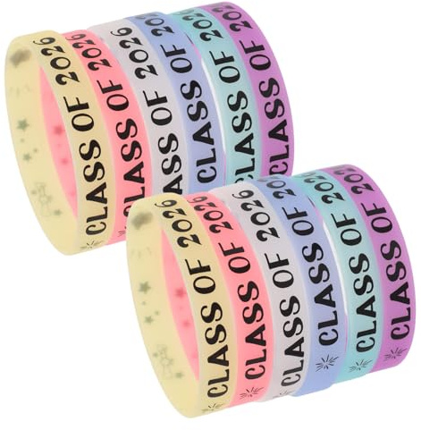 TEMPNAP 12 St Luminous Graduation Wristbands Class Of Silikon Armband i Färger för Universitet Skola och Klassrum Glödande Festfavoriter och Belöningar för Studenter och Lärare