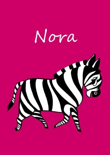 personalisiertes Malbuch / Notizbuch / Tagebuch - Nora: Zebra - A4 - blanko