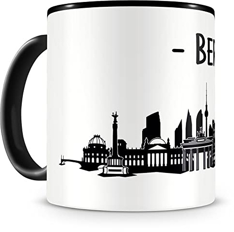 Samunshi® Berlin Skyline Tasse Kaffeetasse Teetasse 300ml schwarz