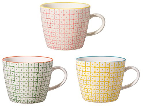 Bloomingville Tassen Carla, rosa grün gelb, Keramik, 3er Set
