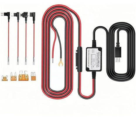Aofan Hardwire Kit für 24h Parküberwachung Dashcam - Micro USB Spannungswächter 12-24V zu 5V/2.5A mit Unterspannungsschutz & 4 Fuses (ACU/ACN/ACZ/ACS)