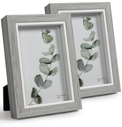 Afuly Modern Bilderrahmen 10x15 Weiß Grau Fotorahmen Picture Frame 2er Set | Tisch oder Wand, für mehrere Fotos; Geburtstags- oder Jubiläumsgeschenk für Oma, Mama und Freunde
