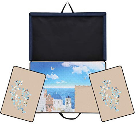 Becko Tragbarer Puzzle-Koffer - Puzzle-Aufbewahrung für bis zu 1000 Teile (blau)