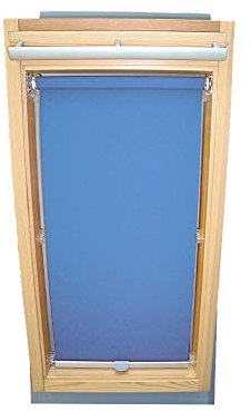 Rollo für VELUX Dachfenster Abdunkelungsrollo für TYP GGL/GPL/GGU/GPU - F06 - Farbe mittelblau - mit Haltekrallen