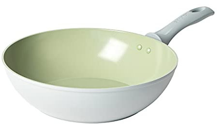 Salter BW09277 Earth padella wok da 28 cm – rivestimento antiaderente in ceramica, senza PFAS, compatibile con piano cottura a induzione, alluminio forgiato, manici morbidi, facile da pulire