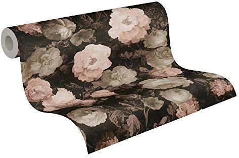 Floral Wallpaper History of Arts A.S. Création Non-Woven Wallpaper 10.05 m x 0.53 m Pink Red Grey Made in Germany 376504 37650-4