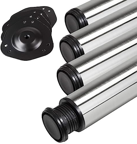 SOTECH 4 Stück Tischbeine belastbar bis 300 kg 75 kg 32 mm Höhenverstellung | Höhe 710 mm Ø 76 / 80 mm echt Edelstahl gebürstet pro Stück Schreibtischbeine mit Tischfüße