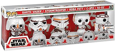 Funko POP! Star Wars Holiday 5 Pack Darth Vader - Amazon Exclusive | Offizielles Sci-Fi Merch - Vinyl Sammelfigur als Regal Deko - Geschenkidee zum Geburtstag für Fans und Sammler