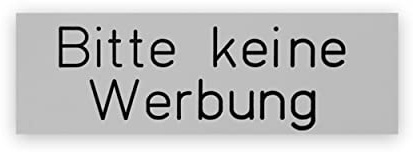Gravur 24 Briefkastenschild Bitte keine Werbung graviert 6,0x2,0cm selbstklebend Grau