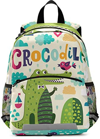 Rucksack mit individuellem Namen, personalisierbar, für Jungen und Mädchen, niedliches Krokodil, lustige Tiere, Rucksack, Kindergarten, Vorschule, Kindergarten, Reisetasche, Multi 23, M