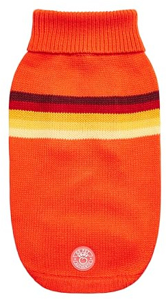 GF Pet Dog Jumper Retro Sweater, Knitted Winter Pullover for Dogs, Crochet Turtleneck Dog Coat - Orange - Large