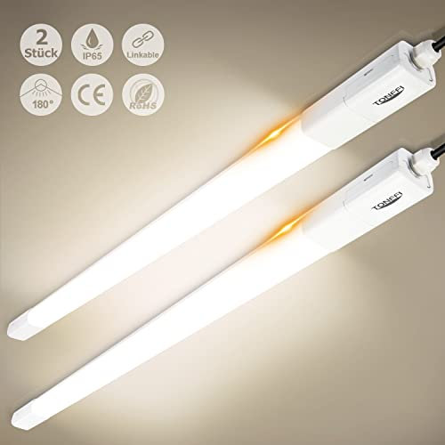Tonffi 2 Pièces Reglette Tube LED 150cm, 60W 7000LM Luminaire Plafonnier Led Étanche IP65, Pouvant être lié Luminaire pour Atelier, Garage, Bureau, Cave Blanc Neutre 4000K