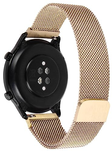 OFFCUP Metal Magnetic Watch Band, 20mm Metal Watch Straps, Mesh Woven Quick Release Watch Strap Adjustable Stainless Steel Replacement Straps with Magnetic Clasp, Smart Watch Wristbands (Rose Gold)