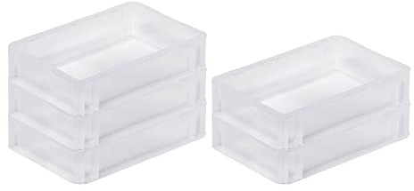 PROREGAL SuperSparSet 5x Transparenter Eurobehälter BasicLine mit geschlossenem Griff | HxBxT 7x20x30cm | 2,9 Liter | Eurobox, Transportbox, Transportbehälter, Stapelbehälter