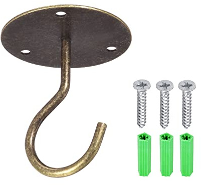 YOKIVE 2 Pcs Ceiling Hanging Hook, Heavy Swag Hook with Round Plate Hanging Plants, Great for Office, Home, Daily Use (Bronze, 2.6x3-Inch)