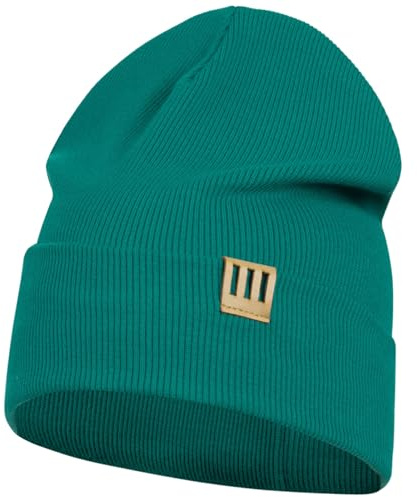 Beanie Mütze für Kinder & Herren Herbst und Winter, 54-56, Smaragdgrün