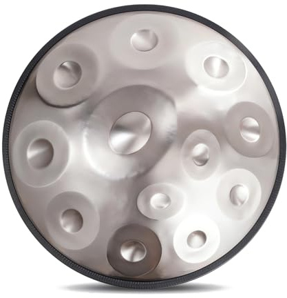 Handpan Trommel, 432Hz/440Hz Handpan Percussion Instrument Für Klangheilung Und Persönliche Meditation, 55cm 9/10/ 12 Noten Stahl Zungentrommel Mit Allem Zubehör (Size : 440Hz, Color : SILVER_12 NO