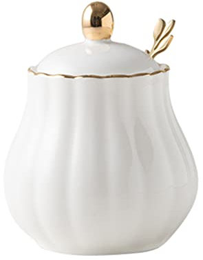 Dispensador azucarero,bote condimento, Azucarero de color sólido con tapa y cuchara, tarro de cerámica for almacenamiento de azúcar de 300 ml (10,6 oz), azucarero de porcelana, for cafetería, restaura