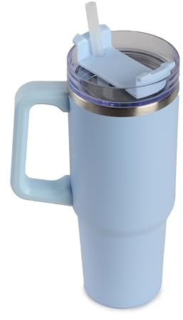 ARIANA HOMEWARE Insulated Tumbler 40oz - Travel Coffee Mug with Handle Straw Lid Water Bottle | Stainless Steel Double Wall Cup for Hot & Cold Drinks - Reusable and Leakproof (Baby Blue)