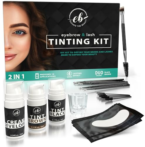 Eyebrow and Lash Kit | Brown and Black | Instant Color for Eyebrows and Lashes | 10 Applications | Perfect With Brow Lamination Kit | Vegan 2 in 1 Solution
