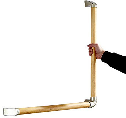 Sicherheits-Haltegriff für Badezimmer aus Holz,L-förmiger abgewinkelter Haltegriff,Badewannen-Duschhandlauf für ältere/behinderte/schwangere Frauen (28×28inch/70×70cm)