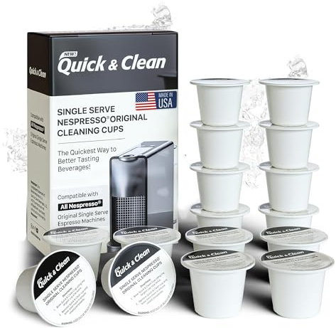 Quick & Clean 16-Pack Cleaning Pods Compatible with Nespresso Original Single Serve Espresso Machines - Removes Stains, Non-Toxic and Eco-Friendly