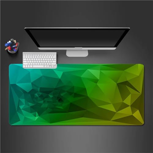 QiHon Mauspad Groß Gaming Grüne Geometrie Mousepad XXL 700x400x2mm rutschfeste Schreibtischunterlage Gaming Tastatur Matte Abwaschbar für PC Zuhause Büro