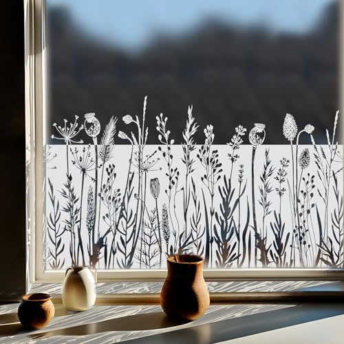 Funlife opaque film fenetre pissenlit prairies d’un blanc pur 39x150cm | fleur plante film occultant electrostatique vitre, stickers fenetre, Imperméable, salons, cuisine, salle de Bains, bureau