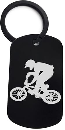 Lauthings Porte-clés BMX Bike Sport, porte-clés, épingle en acier, plaque d'identité pour chien, Noir , taille unique