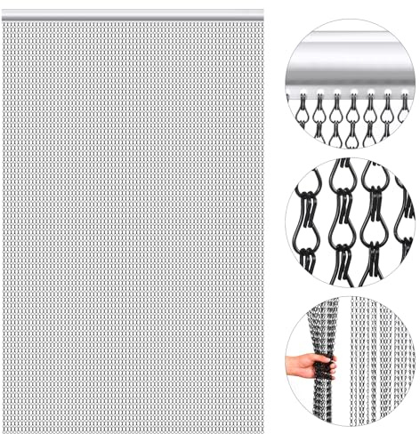 VeYocilk Fliegengitter Kette für Türen Schwarz 90 x 200cm Aluminium Kettenvorhang