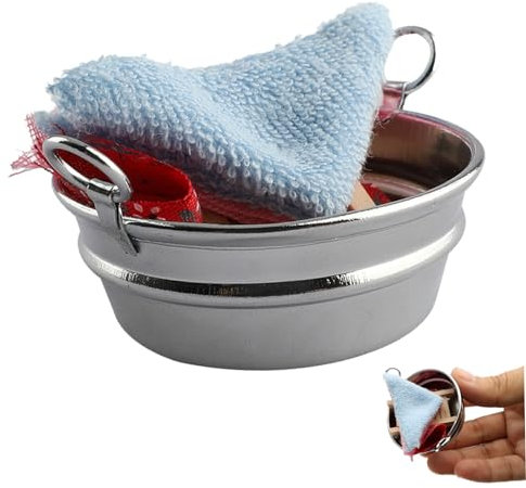 Tadoiooy Decorazioni Natalizie, Lavaggio delle Bambole con lavabo e Asciugamano 1:12 in Miniatura in Miniatura Grave Decorazione per la Lavanderia