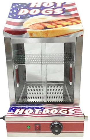 Commercial Electric Hotdog Steamer Machine Glass Doors & Bun Warmer
