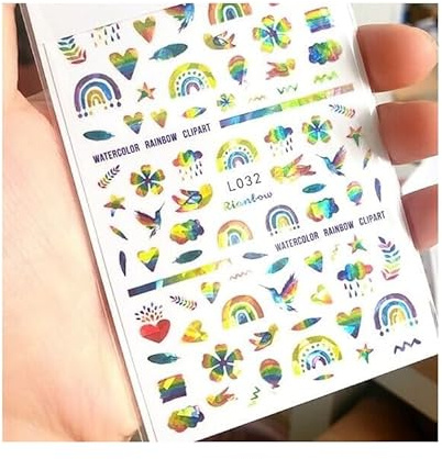 Fire Flame Heart Butterfly Flower 4 Pointed Star Graphic Nail Stickers L032 Cute Nail Art Stickers for Nails Cool Decals Supplies for Women
