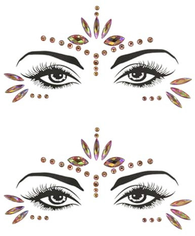 Bijoux pour femme - Visage de sirène - Pierres précieuses - Pour cosplay, Halloween, maquillage, rave, fête, cadeau pour enfants, visage, tatouage, concert, dress-up - Doré