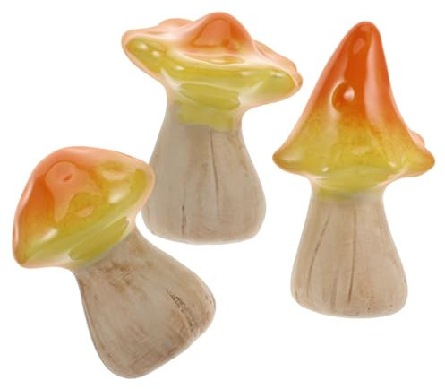 KITANDOVE 3stücke Keramik Pilz Figur Garten Dekoration Realistische Outdoor Pilz Skulpturen Für Feengarten Und Balkon Wetterfest Und Pflegeleicht