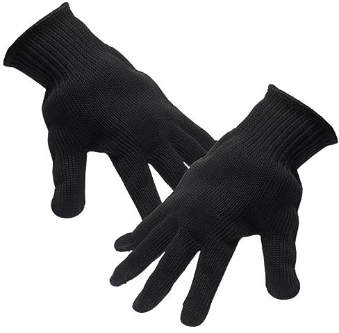 Angoily Cut Resistant Anti-cutting Gloves Level 5 Safety Protective Gloves for Kitchen Cutting and Slicing, Black, 2pcs Pair
